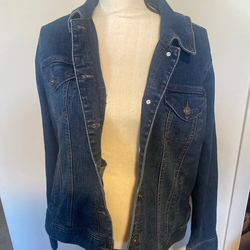 Style & Co Women’s Denim Jacket Blue Jean Jacket Size XL Button Front